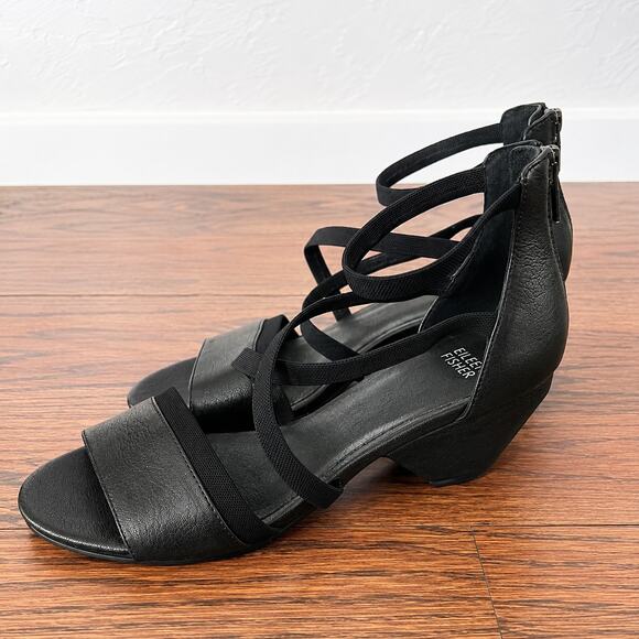 Eileen Fisher Shoes - Eileen Fisher Leather Open-Toe Wedge Sandals size 9